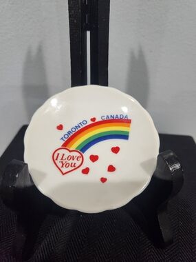 Vintage Giftcraft Toronto Canada Rainbow Heart Butter Pat Japan
